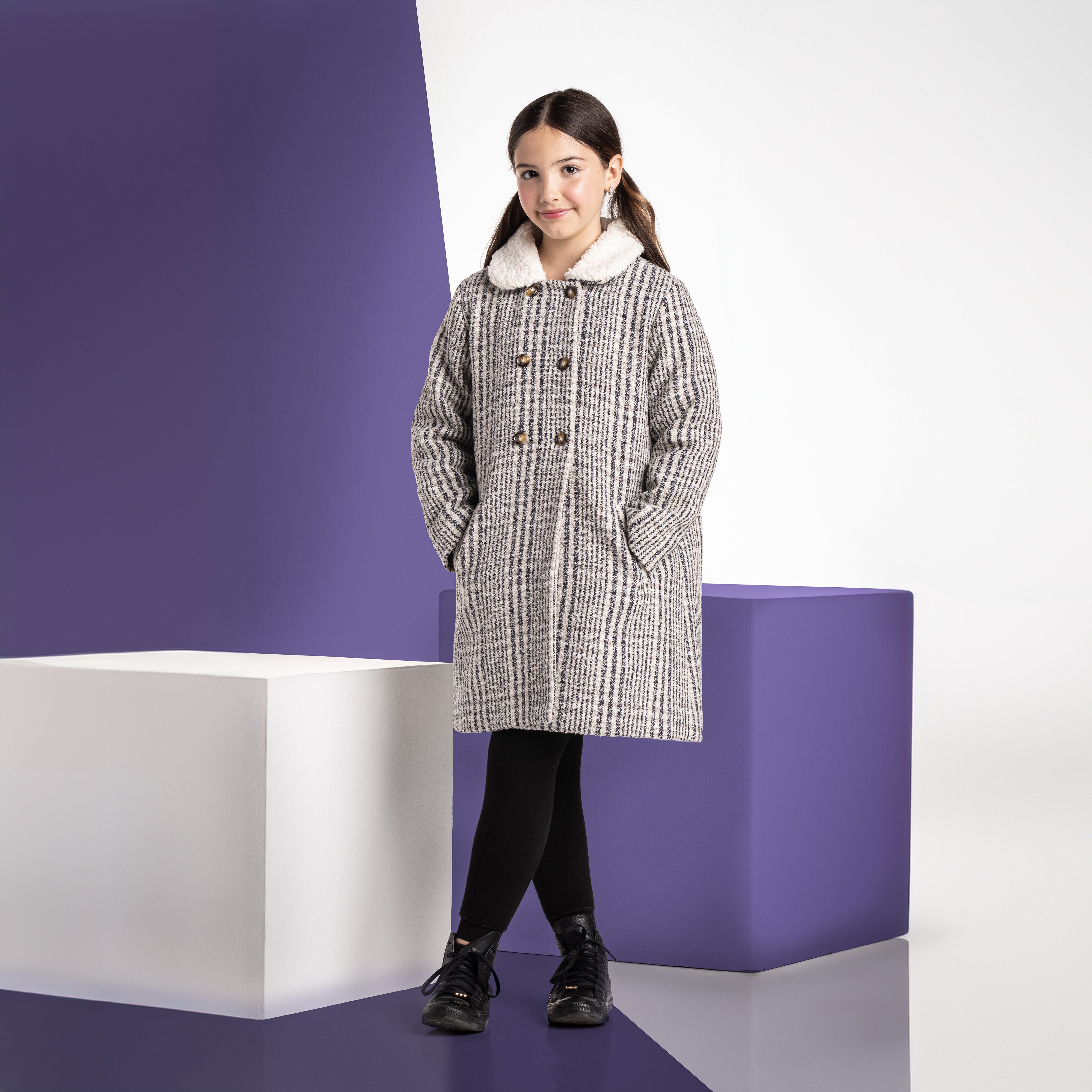 Ellabee Evelyn Pled Wool Coat