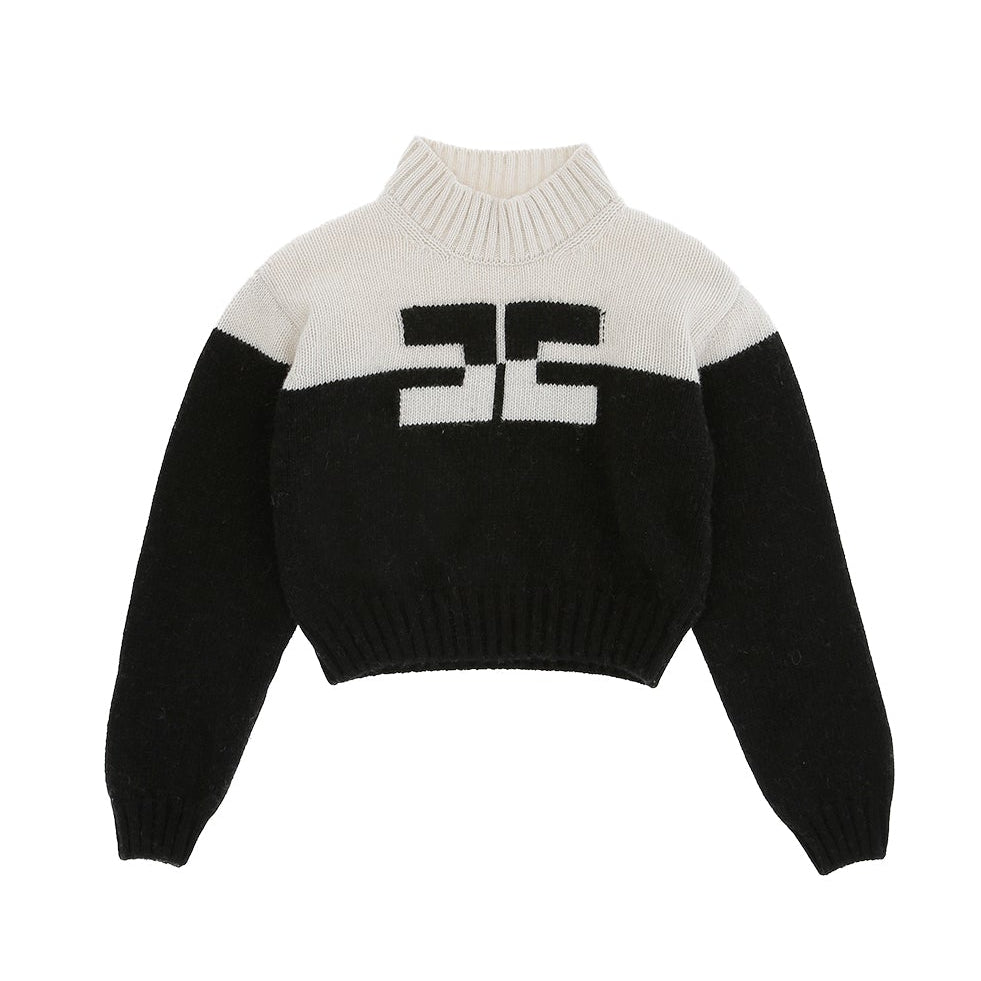 Elisabetta Franchi Two Tone Sweater With Double Logo