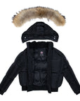 Ellabee Lena Raccoon Fur Black Shearling Bomber