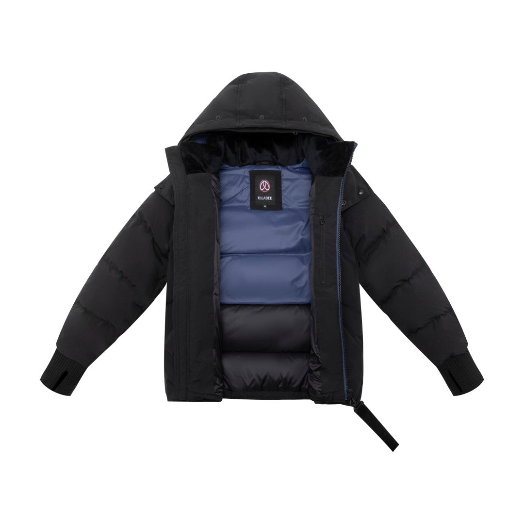 Ellabee Black With Blue Zipper And Lining Racoon Fur Coat