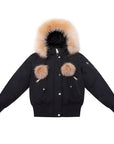 Ellabee Girls Canvas Pompom Bomber Gold Fux Fur