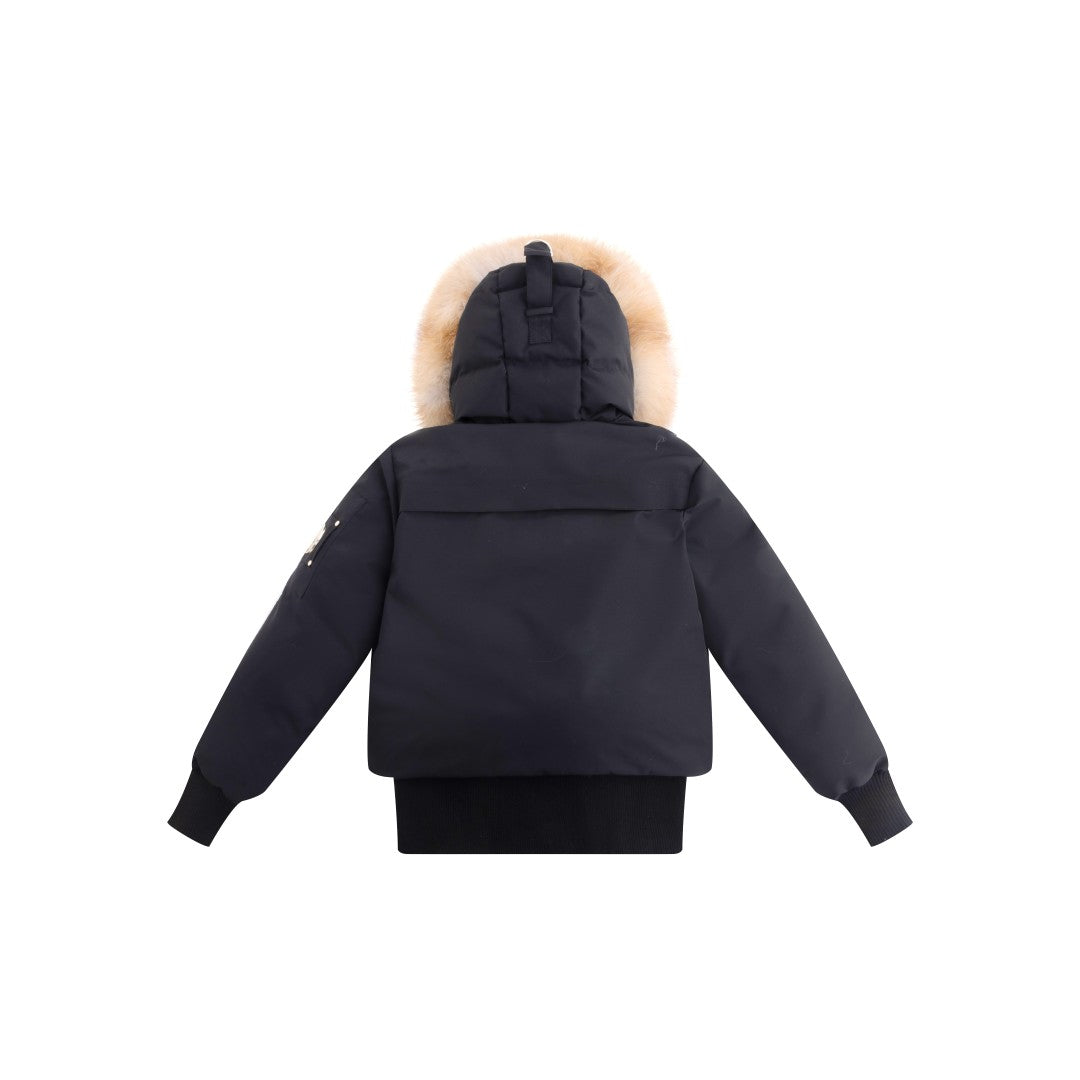Ellabee Black Gold Fox Layla Canvas Pompom Bomber