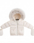 Ellabee Beige Corduroy Enfant Fur Down Jacket