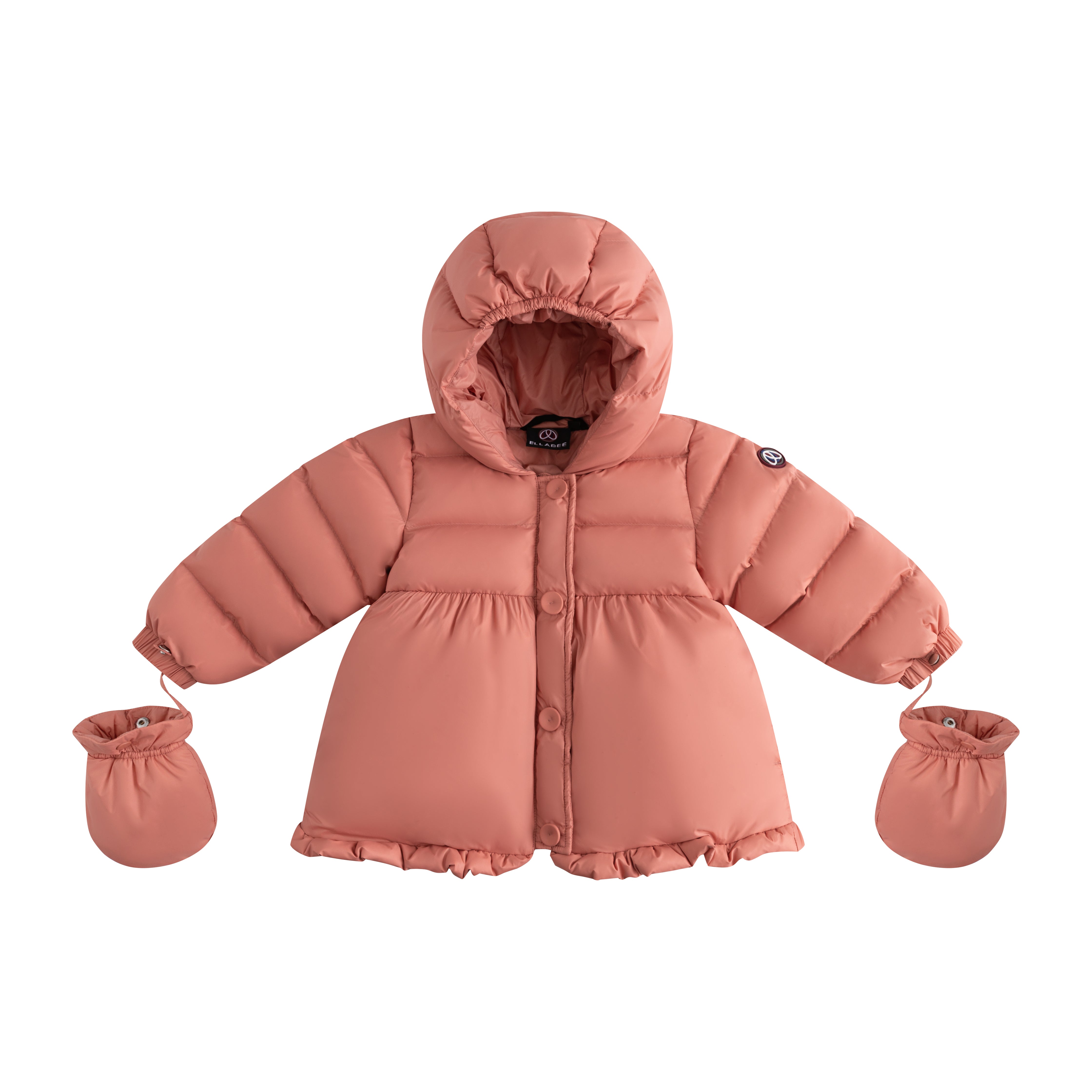 Ellabee Salmon Pink Flore Fur Down Jacket