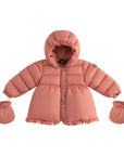 Ellabee Salmon Pink Flore Fur Down Jacket