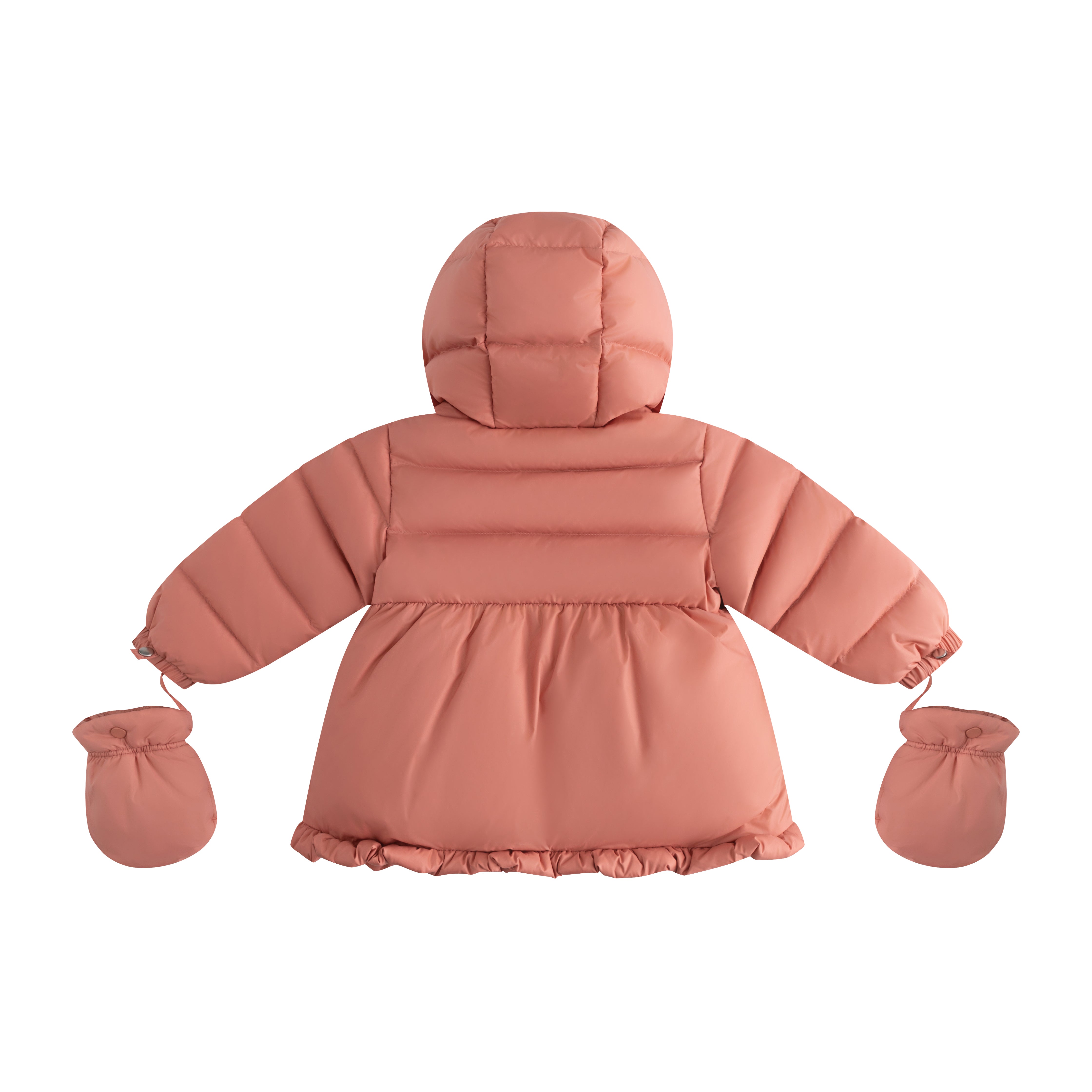 Ellabee Salmon Pink Flore Fur Down Jacket