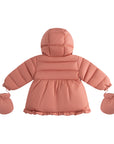 Ellabee Salmon Pink Flore Fur Down Jacket