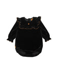 Hebe Black Velvet Heart Embroidered Romper