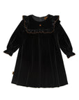 Hebe Black Velvet Festive Heart Embroidered Dress