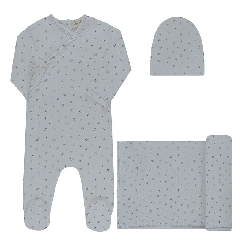 Ely's And Co Blue Floral Pointelle Footie Set