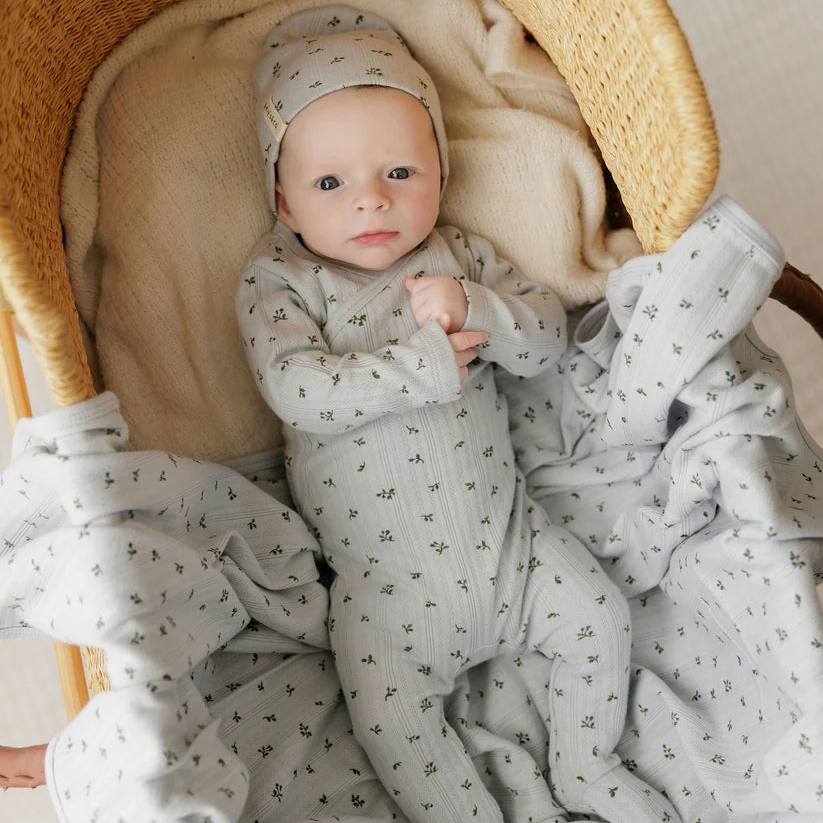 Ely's And Co Blue Floral Pointelle Footie Set