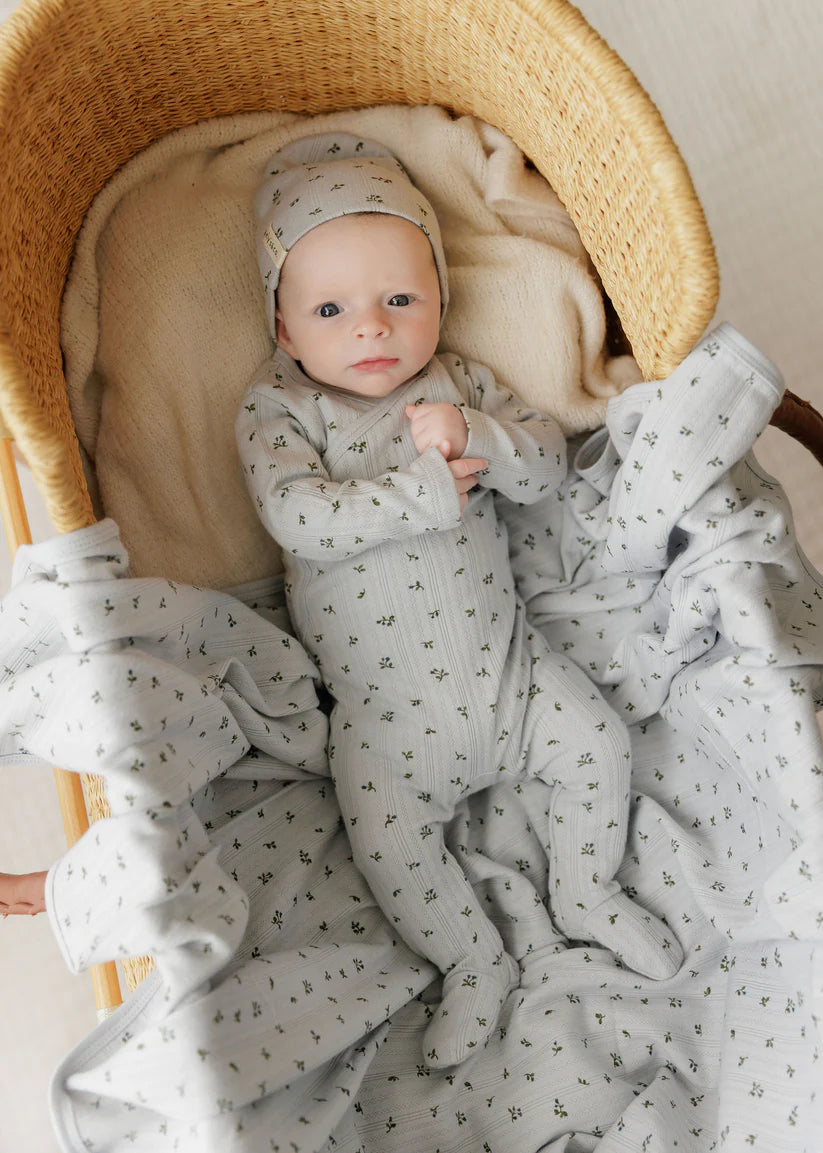 Ely's And Co Blue Floral Pointelle Footie Set