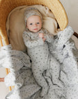 Ely's And Co Blue Floral Pointelle Footie Set