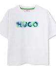 HUGO WHITE BOYS SHORT SLEEVES TEE-SHIRT