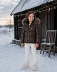 Scotch Bonnet Natural Fur Hood Matt Brown Bomber