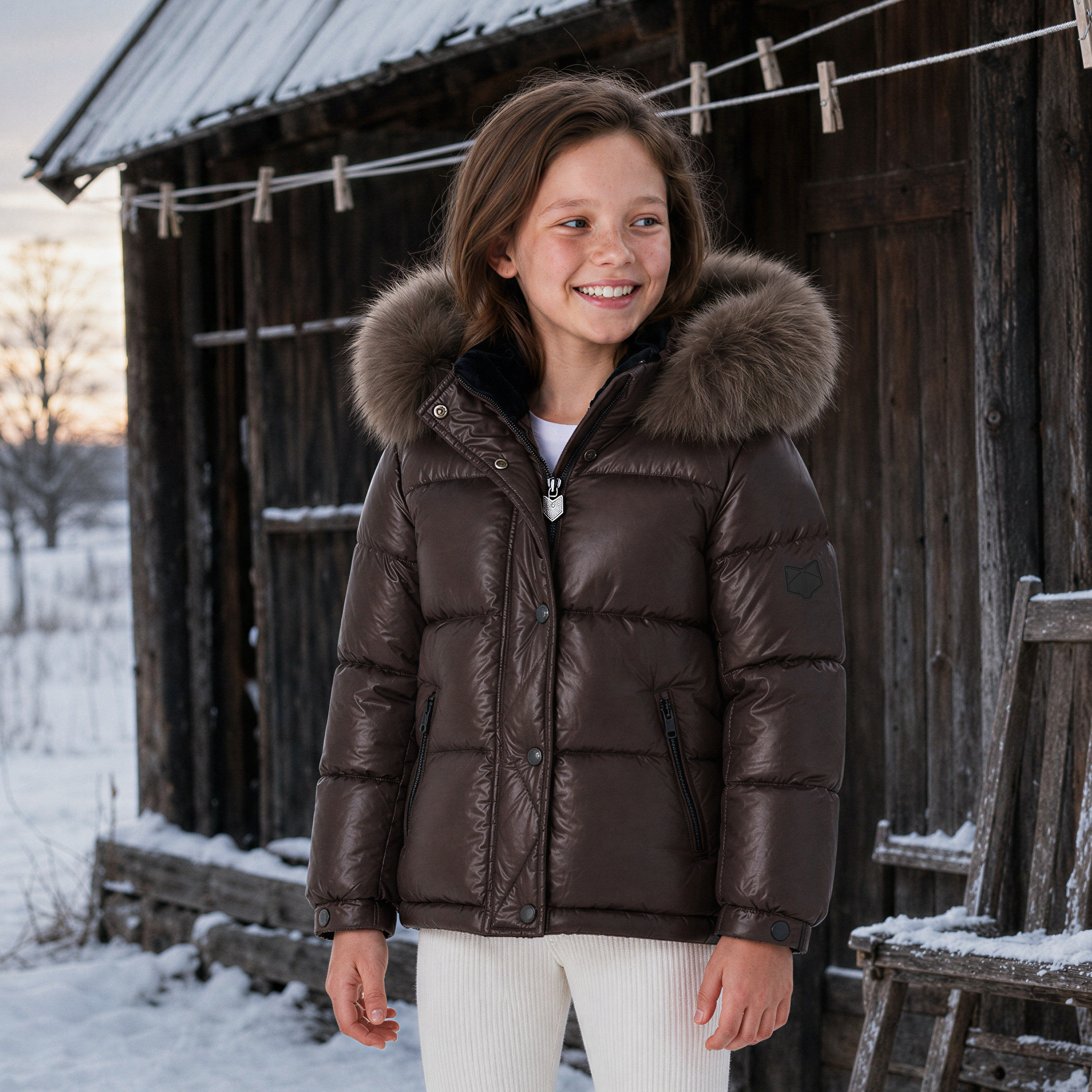 Scotch Bonnet Natural Fur Hood Matt Brown Bomber