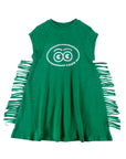 Loud Green Chest Logo Print Dress