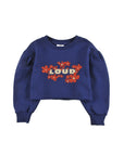 Loud Blue Flower Drop Shoulder Aop Sweater Set