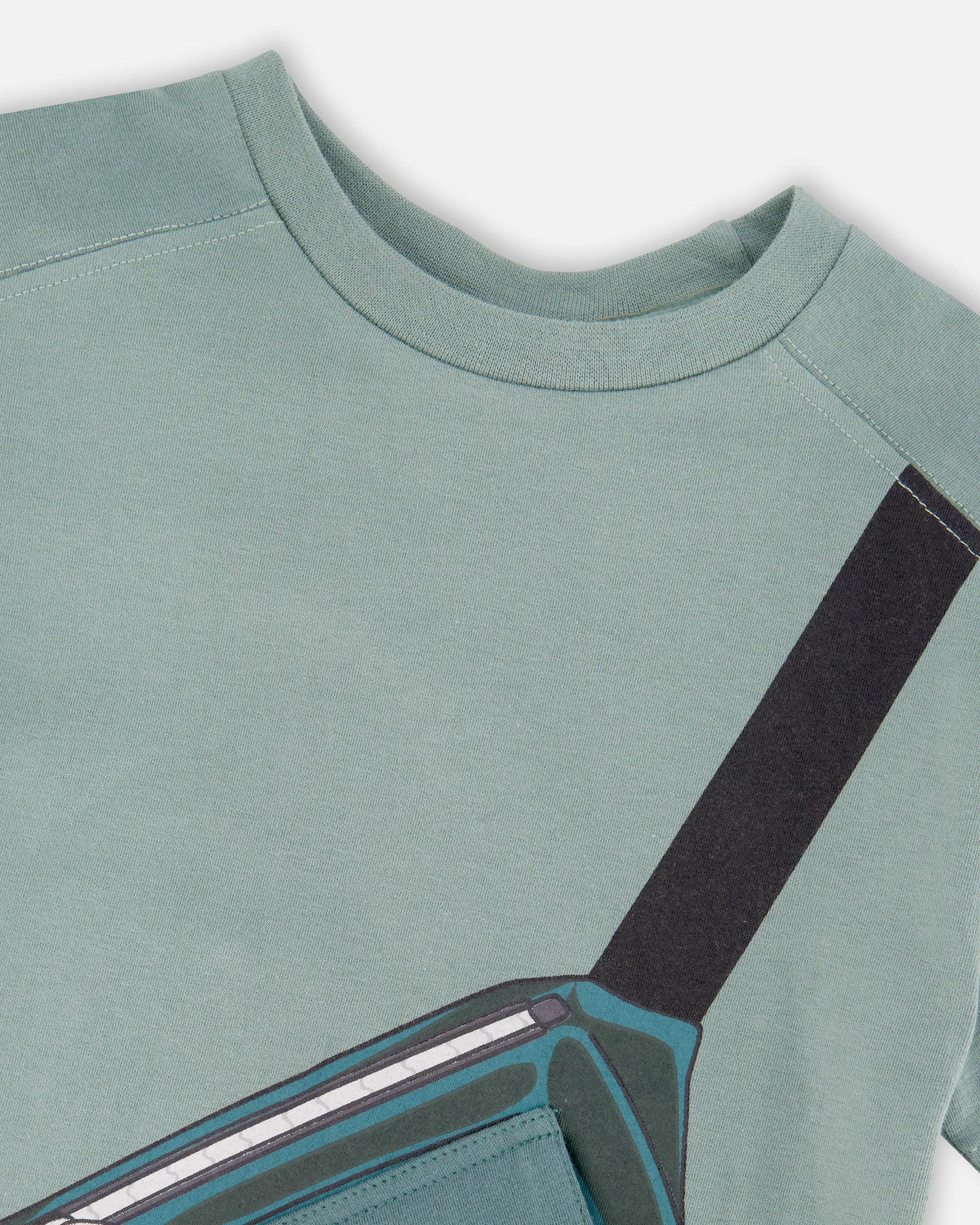 Deux Par Deux Stormy Sea Print On Chest T-Shirt