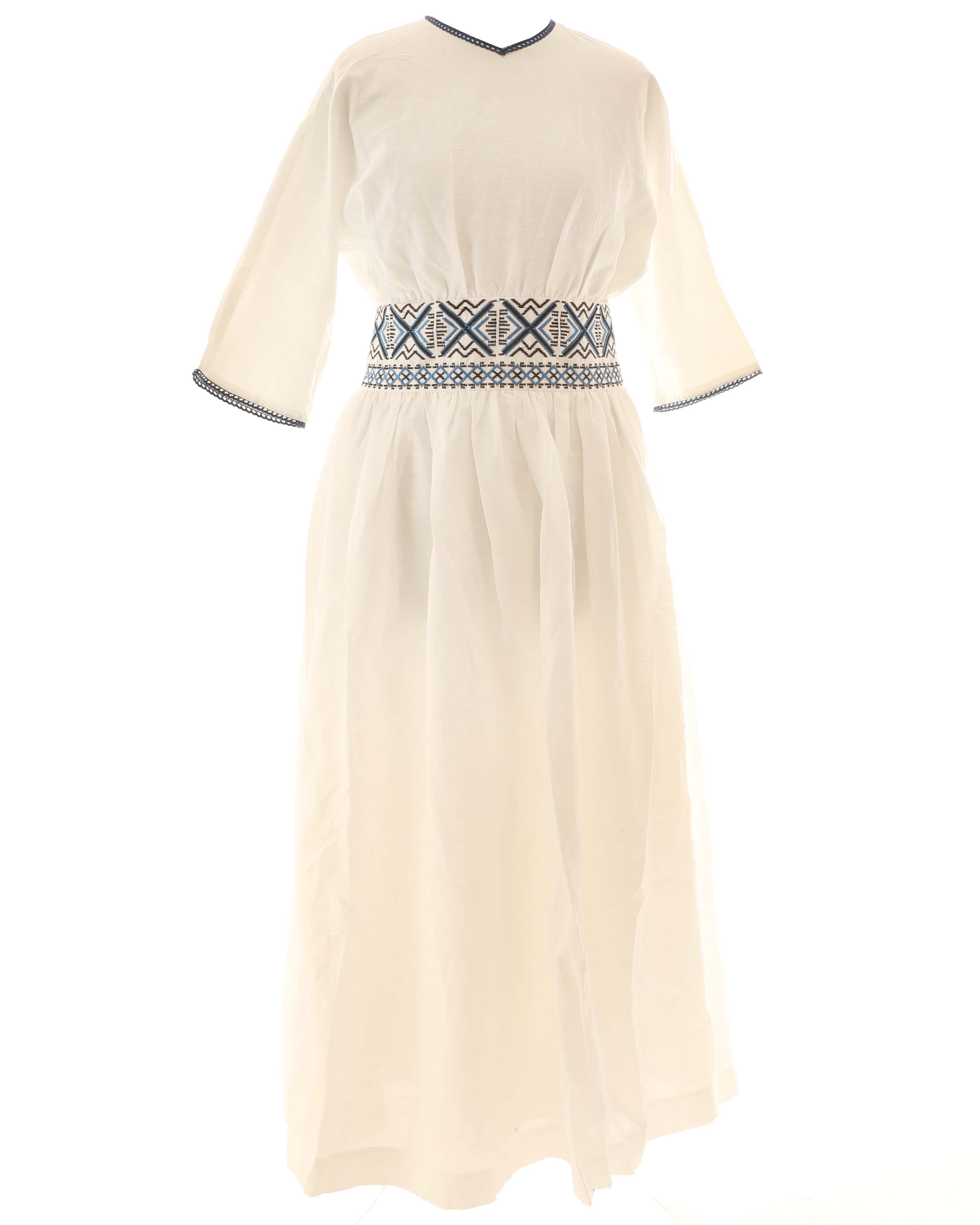 Hev And Bloom White Embroidered Waist Dress