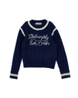 Philosophy Navy Cable Knit Lace Trim Sweater