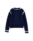 Philosophy Navy Cable Knit Lace Trim Sweater