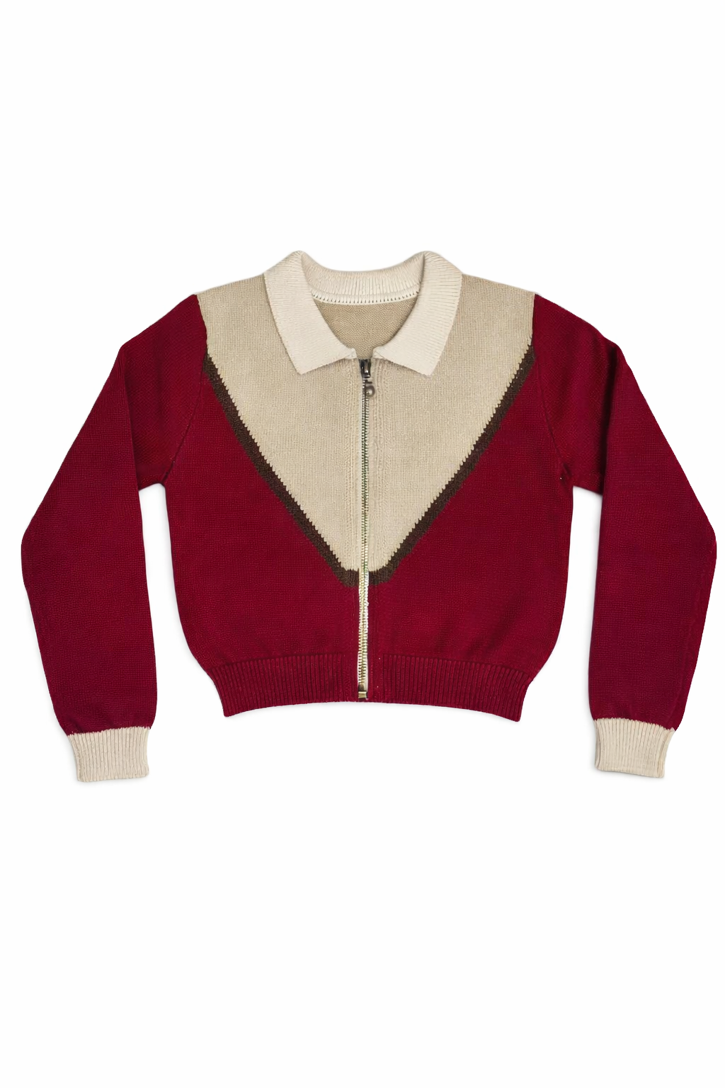 Cottier Crimson Delilah Knit Zip Top