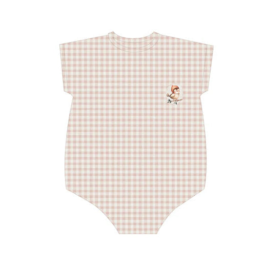 Ely's And Co Blush Owl Gingham Romper