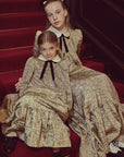 Jouet Gold Maxi Dress With Collar And Bow