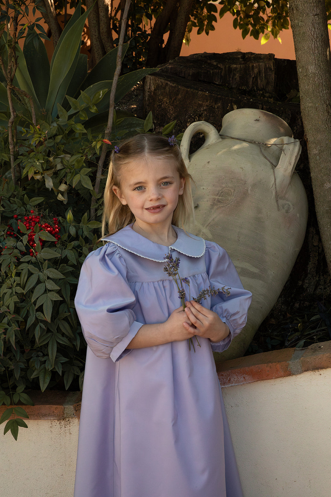 Jouet Lilac Gown With Crochet Trim Collar