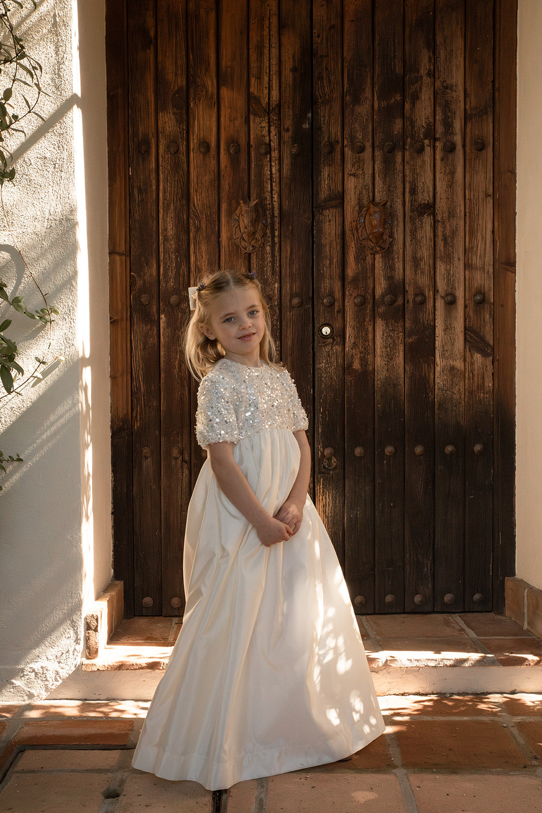 Jouet Ivory Gown With Pearl Top And Bows