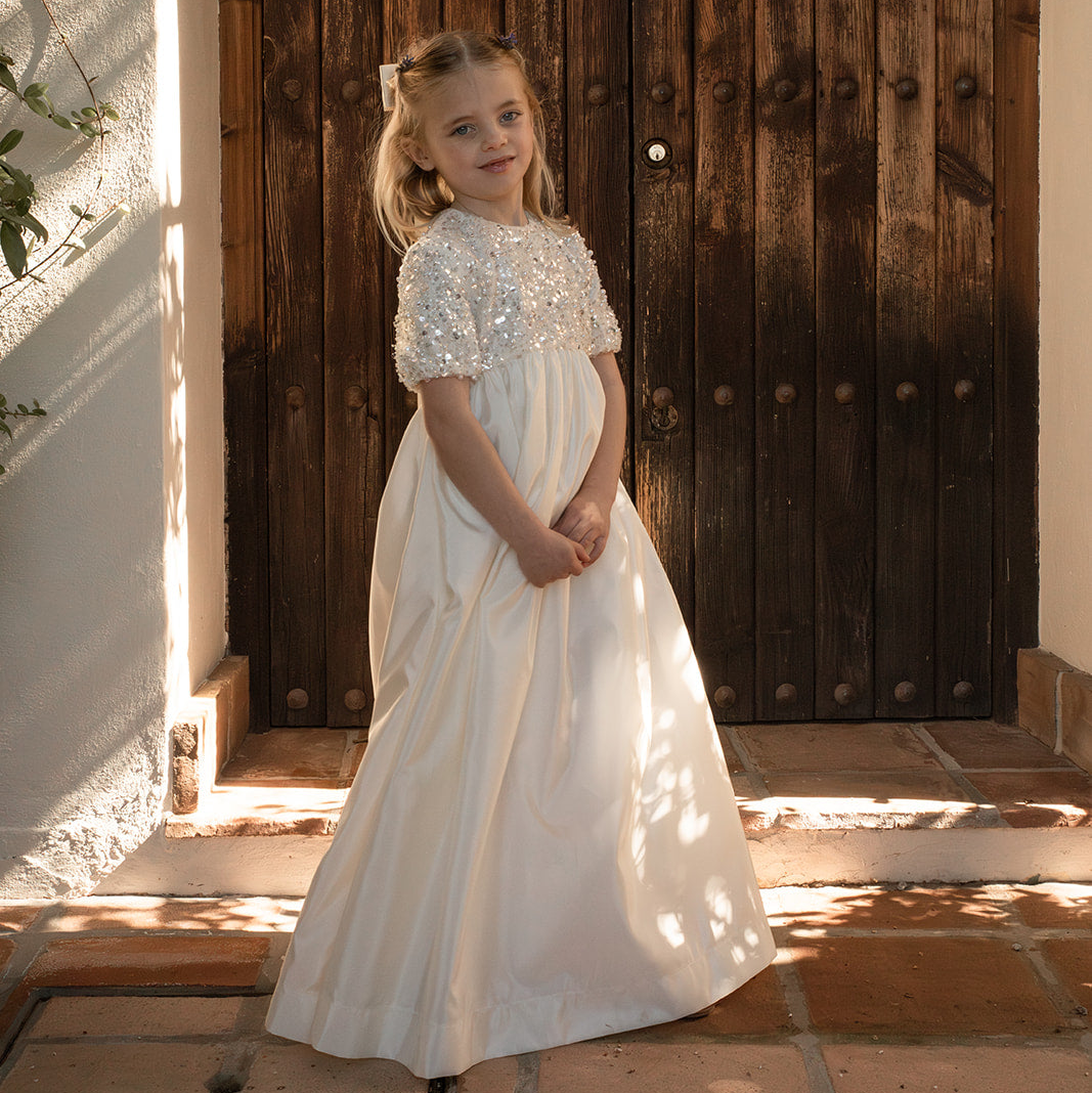 Jouet Ivory Gown With Pearl Top And Bows