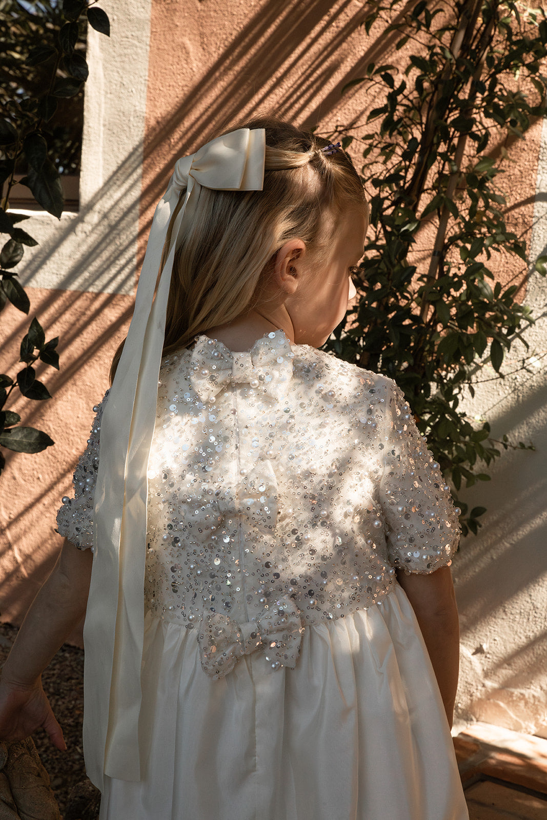 Jouet Ivory Gown With Pearl Top And Bows
