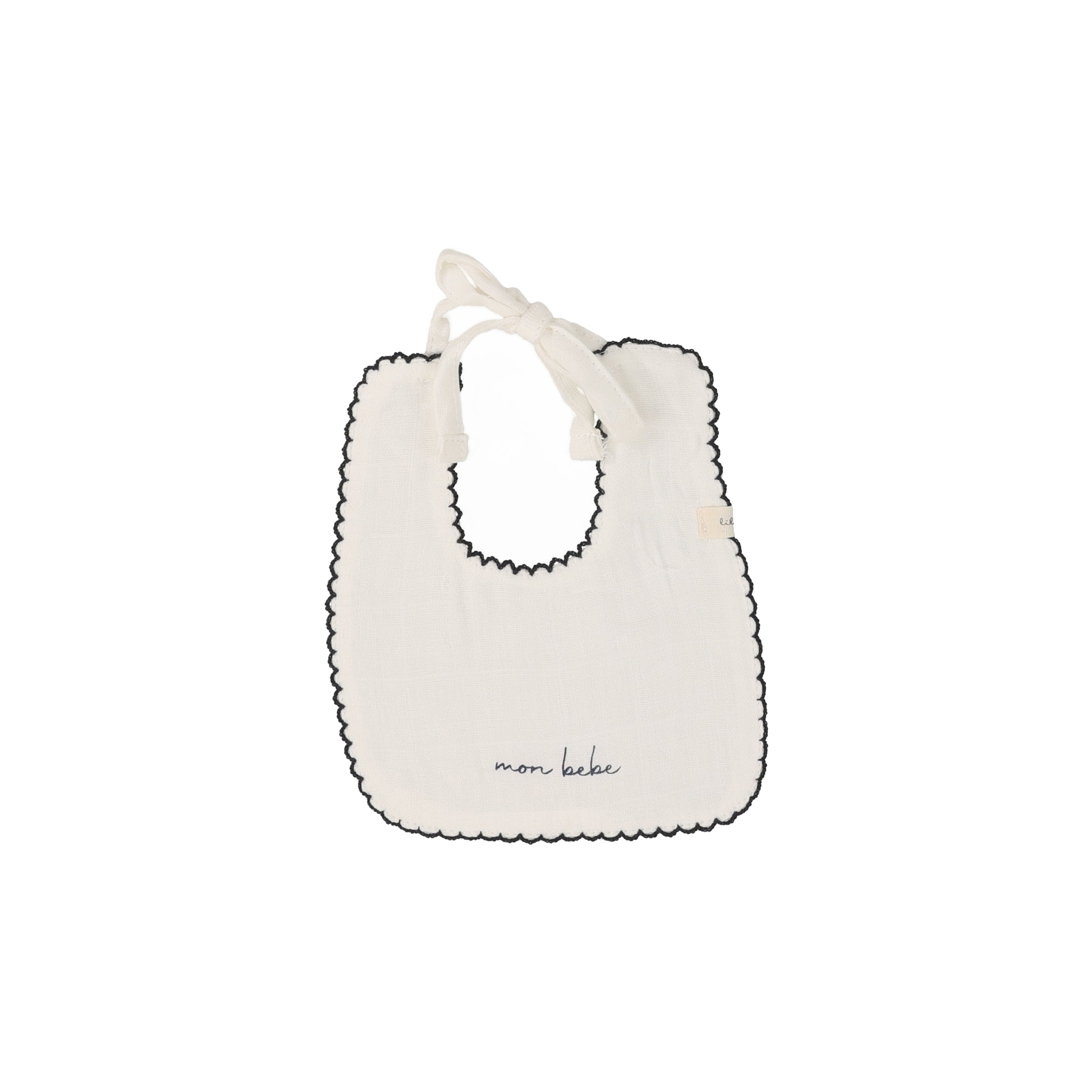 Lilette Edged Muslin Bib - White/Navy Lilette Edged Muslin Bib - White/Navy