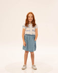 Wander And Wonder Washed Denim Gathered Skirt