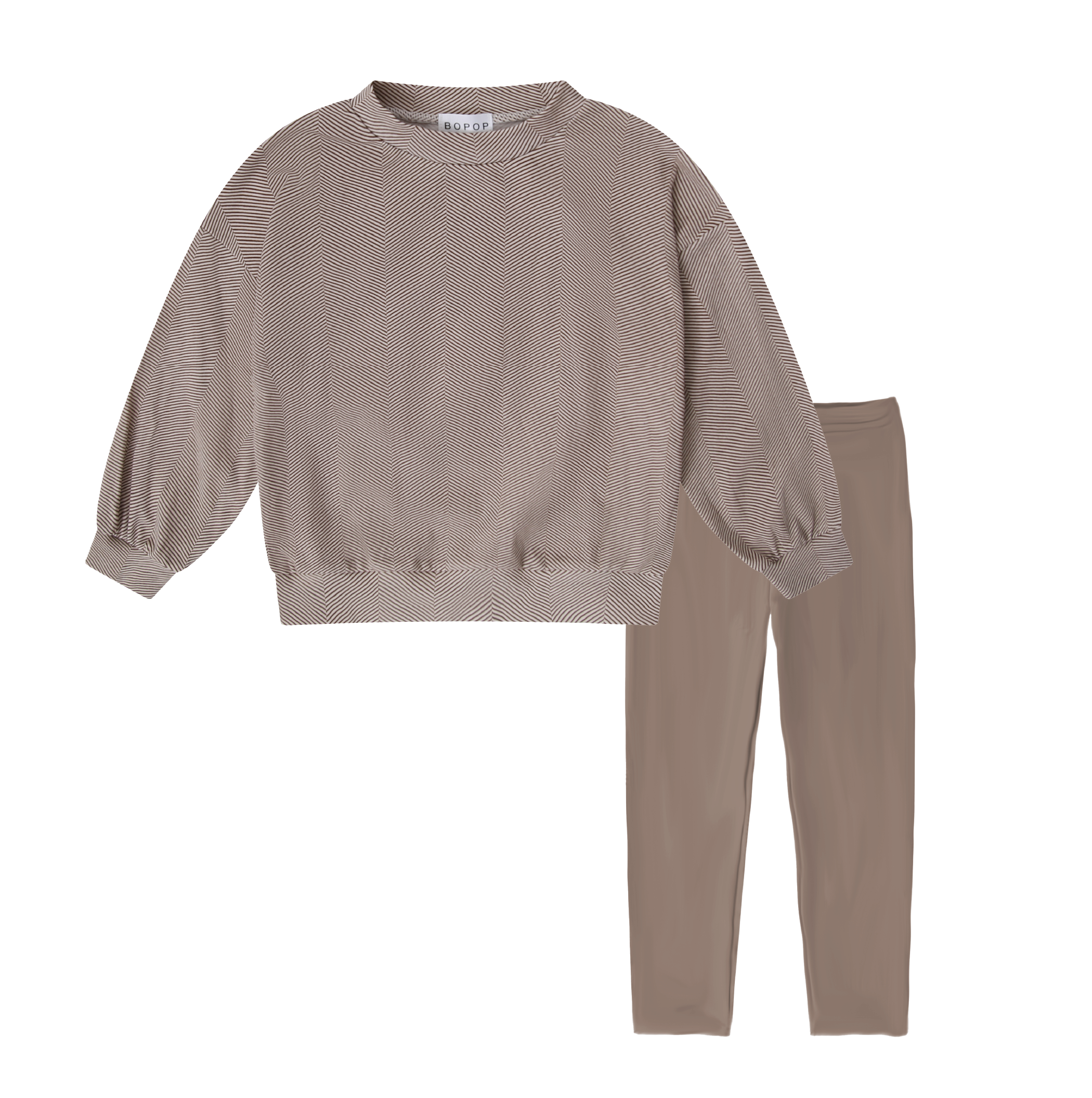 Bopop Taupe Herringbone Baby Set
