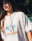 Minikid Rackets Cream V-Neck T-Shirt