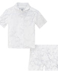 Mann White And Green Jacquard Shirt Set