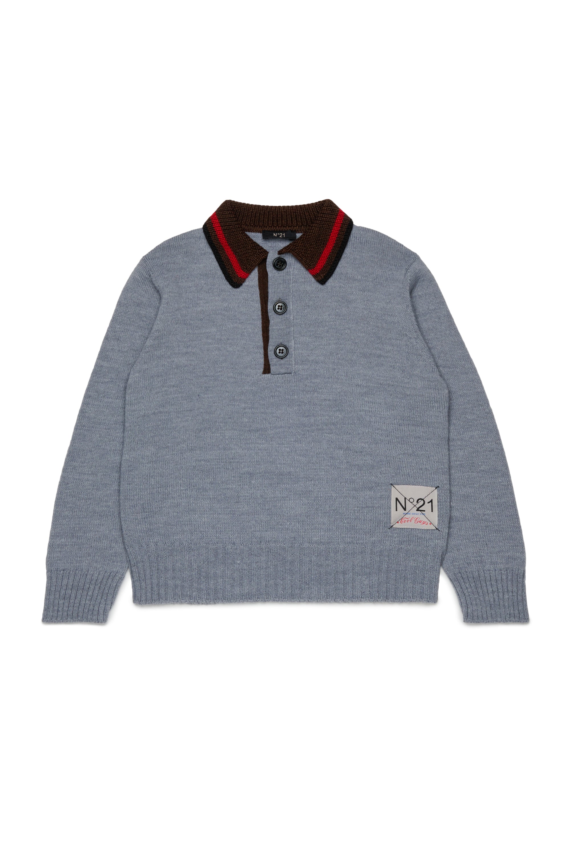 No21 Grey Contrast Collar Polo