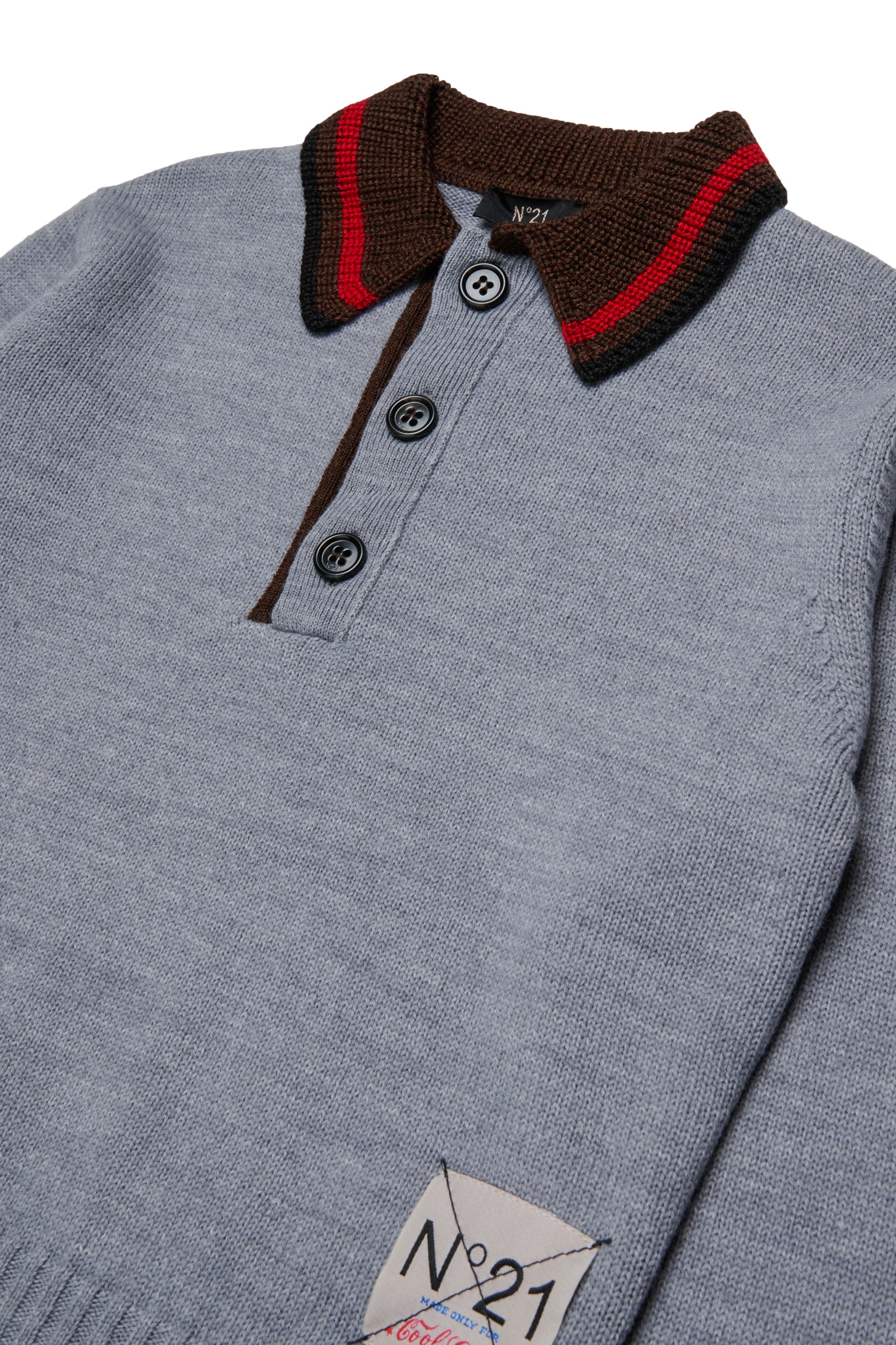 No21 Grey Contrast Collar Polo