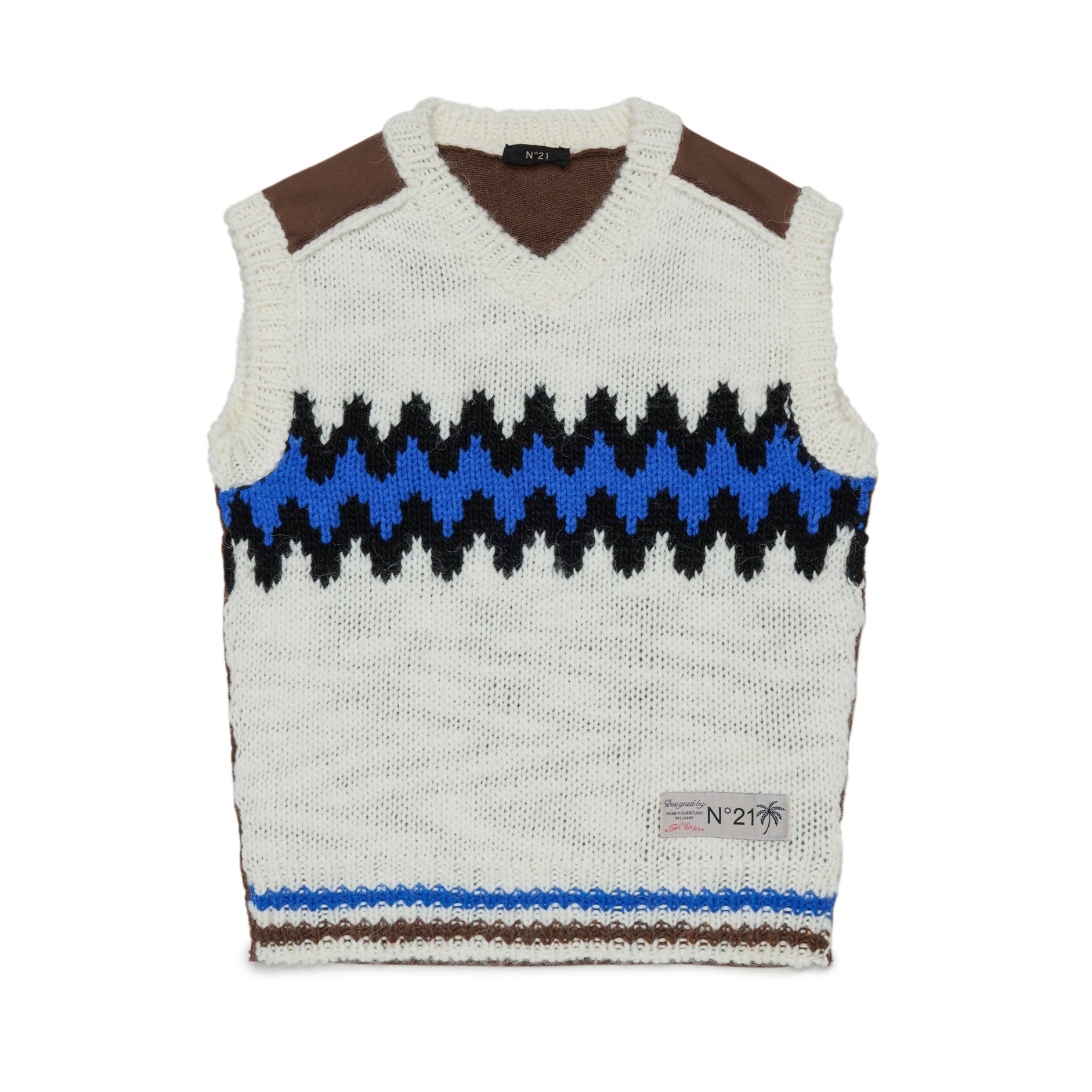 No21 Off White Chevron Pattern Knit Vest