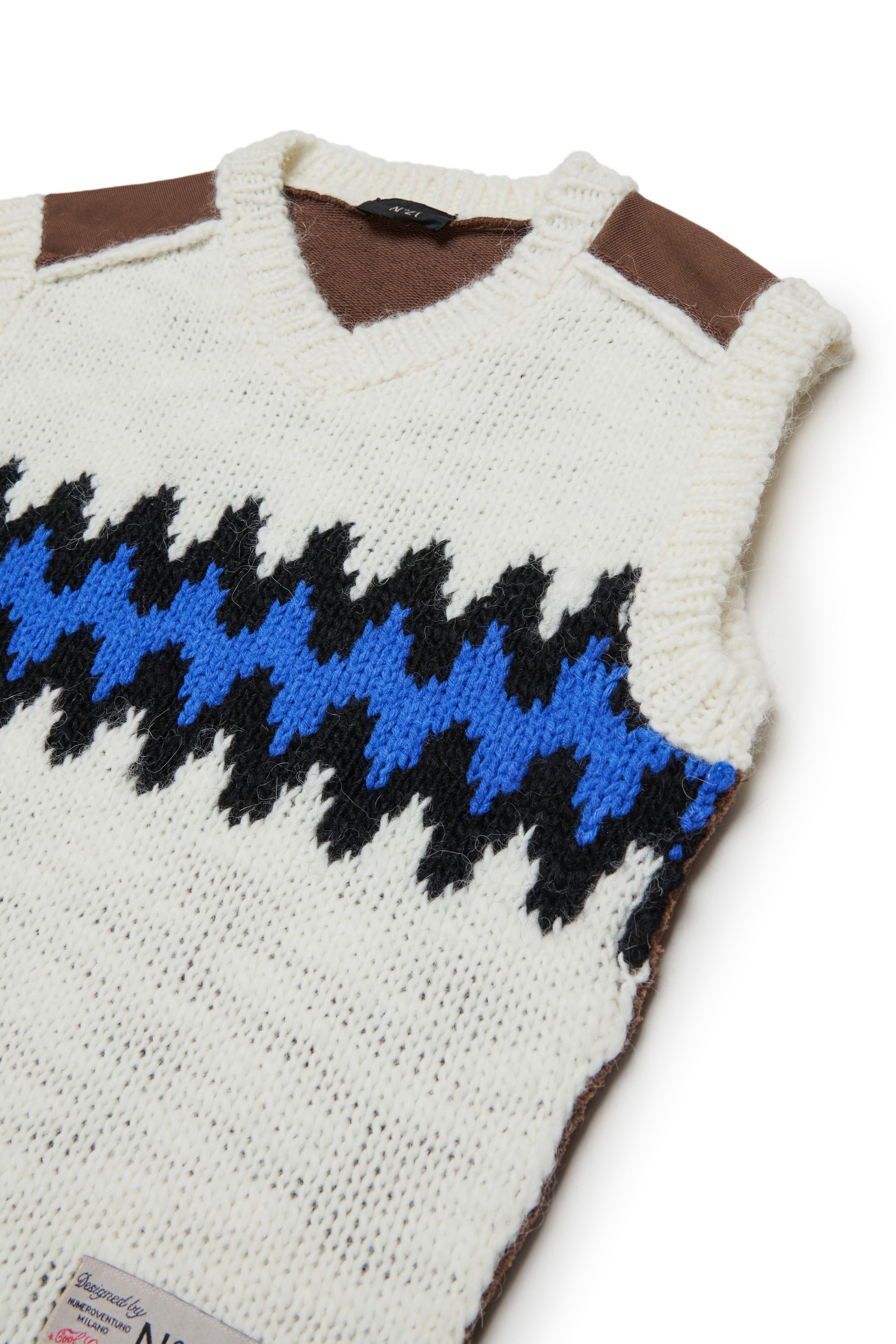 No21 Off White Chevron Pattern Knit Vest