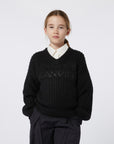 Lanvin Black Two Tone Logo Sweater