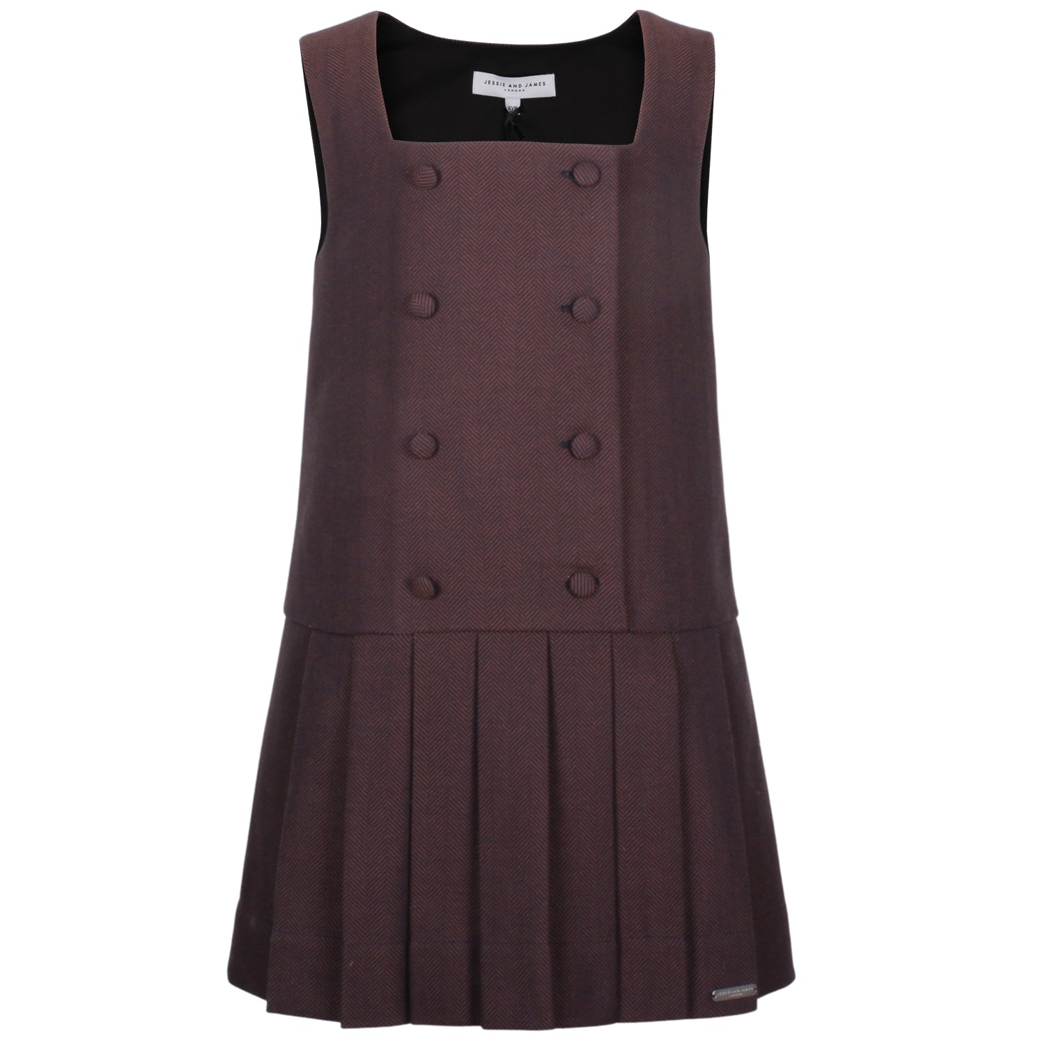 Jessie And James Brown Herringbone Nelly Pinafore Dress