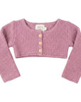 Mini P Embroidered Romper With Pink Cardigan