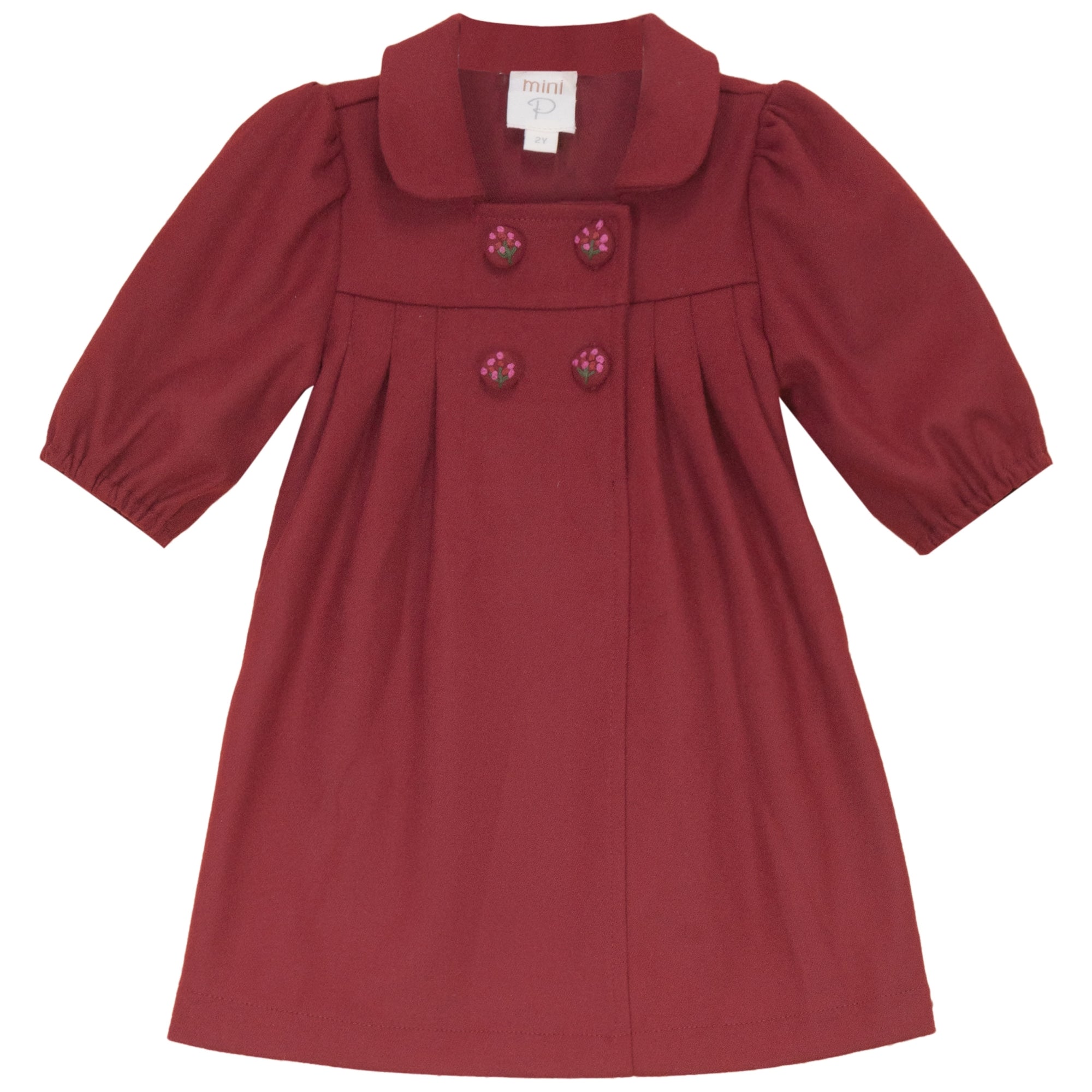 Mini P Burgundy Button Detail Dress