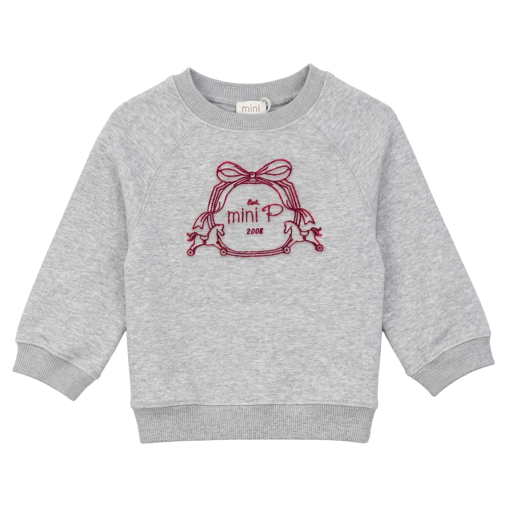 Mini P Grey Velvet Emblem Sweatshirt