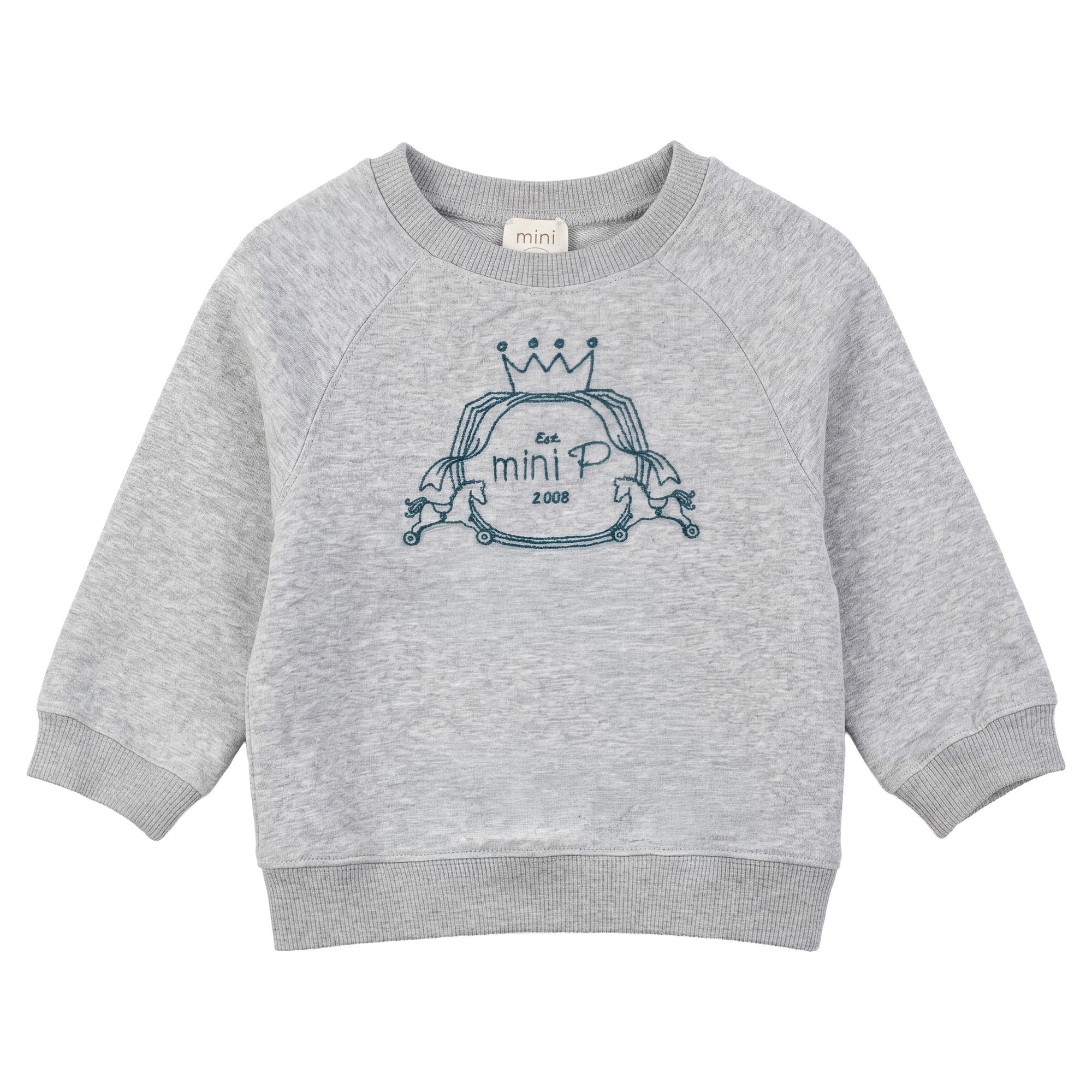 Mini P Velvet Emblem Sweatshirt Grey / Teal