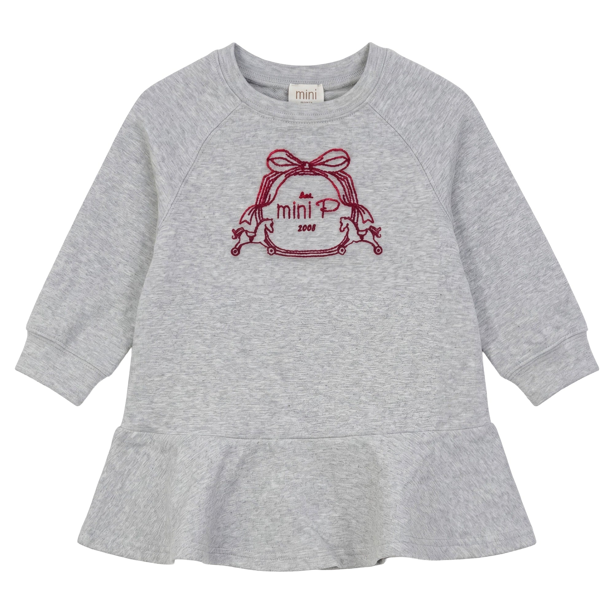 Mini P Grey Velvet Emblem Sweatshirt Dress