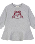 Mini P Grey Velvet Emblem Sweatshirt Dress